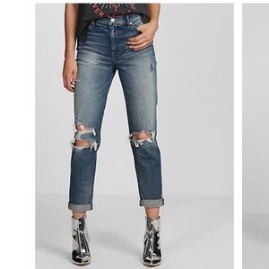 Express high waisted girlfriend jeans. Distressed